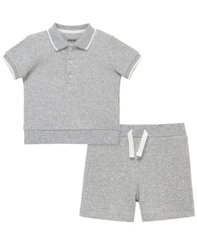 Little Me 2pc Heather Grey Short Set In Gray