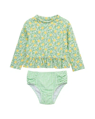 Little Me Kids' 2pc Lemon Rashguard In Green