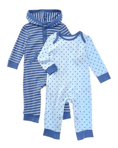 Little Me 2pk Geo Stripe Coverall In Blue