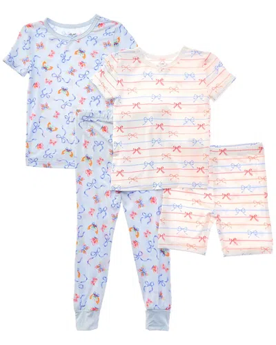 Little Me 4pc Bows 4pc Pj In Multi