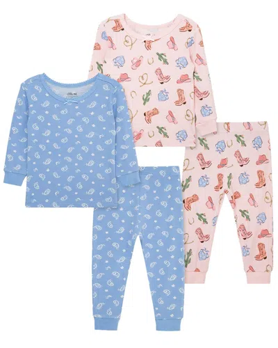 Little Me 4pc Cowgirl Bamboo Pajama Set In Multi