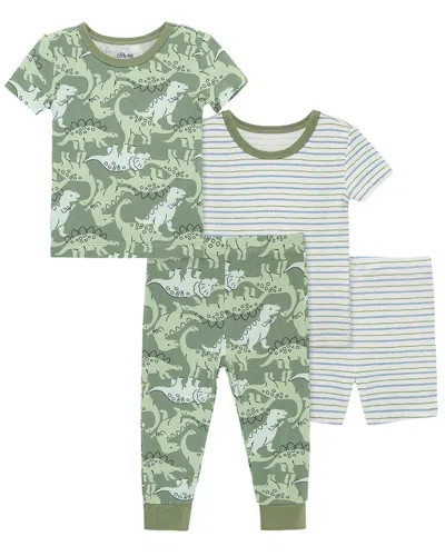 Little Me Kids'  4pc Dino 4pc Pj In Green