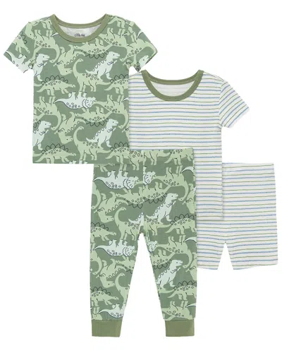 Little Me 4pc Dino 4pc Pj In Green