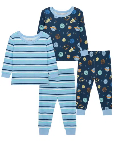 Little Me 4pc Space Bamboo Pajama Set In Multi