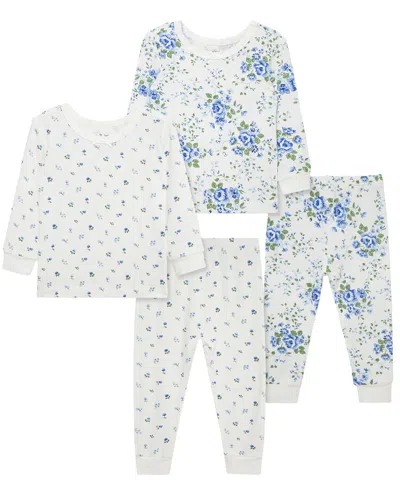 Little Me 4pc Toile Bamboo Pajama Set In Blue