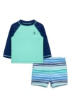 Little Me Baby Boys 2-pc. Anchor Rash Guard & Swim Trunks Set In Green
