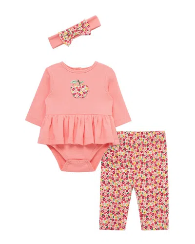 Little Me Apple Bodysuit Set In Pink