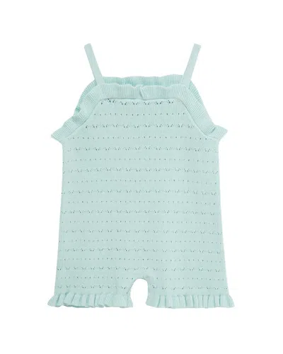 Little Me Kids' Aqua Pointelle Knit Romper In Blue