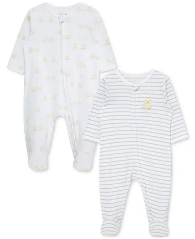 Little Me Baby 2-pk. Ducks Cotton Footed Coveralls In White