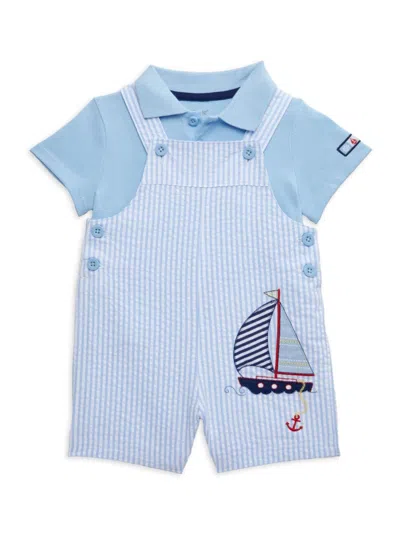 Little Me Baby Boy's 2-piece Boat Shortall & Polo Set In Blue