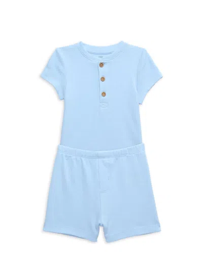 Little Me Baby Boy's 2-piece Button Bodysuit & Shorts Set In Blue