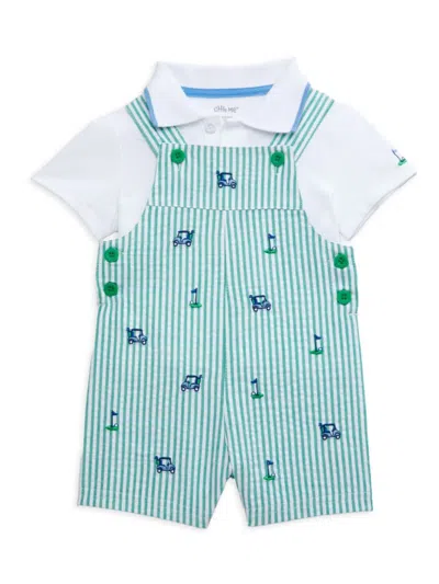 Little Me Baby Boy's 2-piece Golf Shortall & Polo Set In Green White