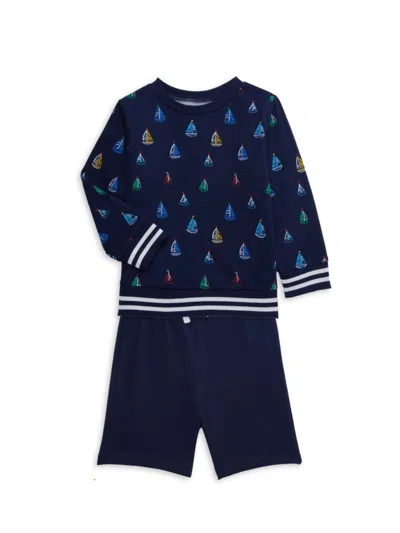 Little Me Baby Boy's 2-piece Nautical Sweatshirt & Shorts Set In Blue