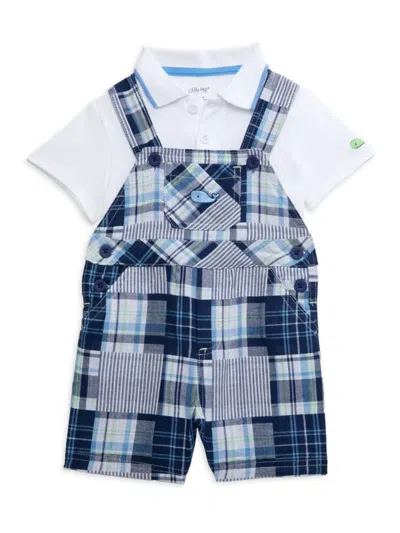 Little Me Baby Boy's 2-piece Patchwork Shortall & Polo Set In Blue