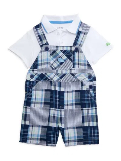 Little Me Baby Boy's 2-piece Polo & Patchwork Shortall Set In Blue