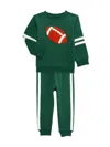 Shop Little Me Baby Boy's 2-piece Print Sweatshirt & Joggers Set In Green