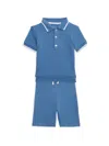 LITTLE ME BABY BOY'S 2-PIECE RIBBED POLO & SHORTS SET