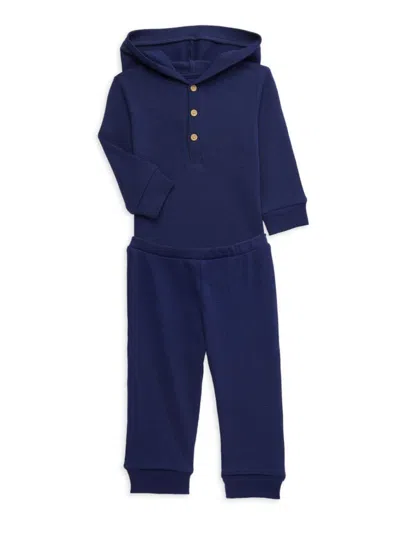 Little Me Baby Boy's 2-piece Waffle Knit Bodysuit & Joggers Set In Navy