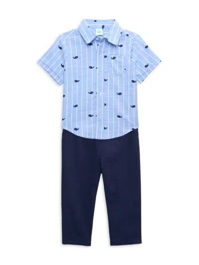 Little Me Baby Boy's 2-piece Whale Shirt & Pants Set In Blue
