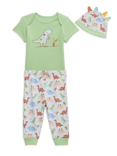 Little Me Baby Boy's 3-piece Dino Bodysuit, Pants & Beanie Set In Green