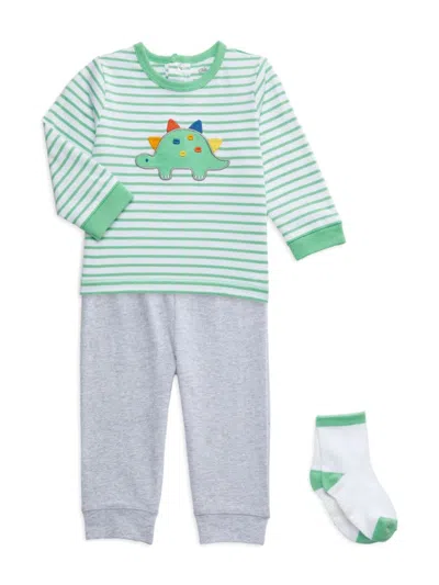 Little Me Baby Boy's 3-piece Dino Shirt, Joggers & Socks Set In Green Grey