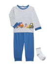 LITTLE ME BABY BOY'S 3-PIECE STRIPED GRAPHIC TEE, JOGGERS & SOCKS SET