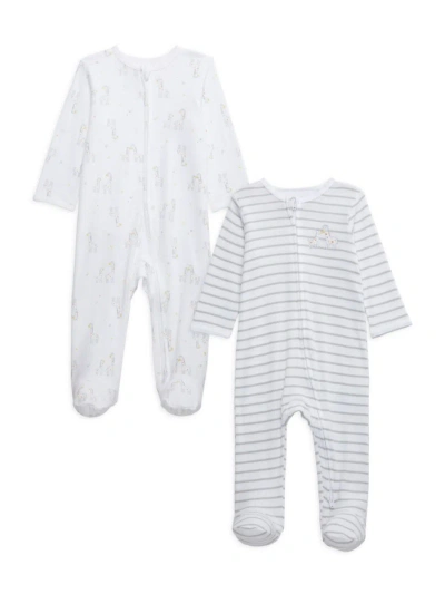 Little Me Baby Boy's Funtime 2-piece Print Footie Set In White