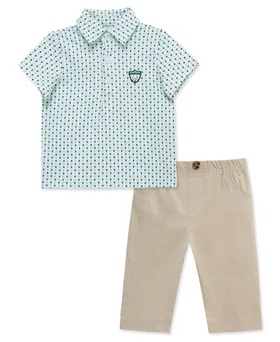 Little Me Baby Boy's Polo Neck Shirt & Pants, 2-piece Set In Multi