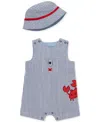 Little Me Baby Boys 2-pc. Cotton Crab Sunsuit & Bucket Hat Set In Gray,red