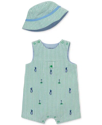 Little Me Baby Boys 2-pc. Cotton Golf Sunsuit & Bucket Hat Set In Green