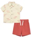 Little Me Baby Boys 2-pc. Fish Seersucker Button-down Shirt & Shorts Set In Red