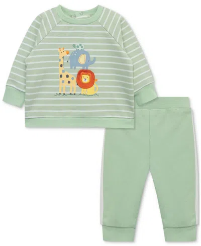Little Me Baby Boys 2-pc. Jungle Sweatshirt & Sweatpants Set In Green