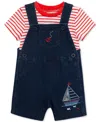 Little Me Baby Boys 2-pc. Stripe T-shirt & Sailboat Shortall Set In Red,navy