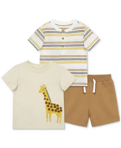 Little Me Baby Boys 3-pc. Giraffe T-shirts & Shorts Play Set In Brown