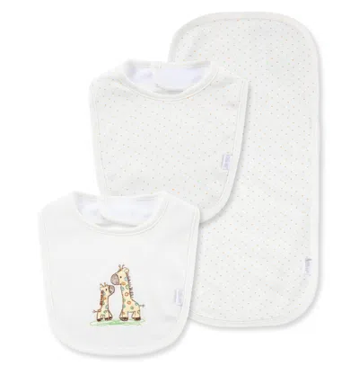 Little Me Baby Boys And Baby Girls Giraffe Bibs And Burp Cloth In White