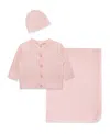 Little Me Baby Boys And Girls 3-piece Cardigan, Blanket And Hat Gift Set In Pink