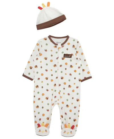 Little Me Baby Boys' And Girls' Turkey Footie Coverall With Matching Hat In Multi