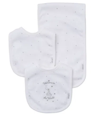 Little Me Baby Boys And Girls Welcome To The World Bibs And Burp Cloth In White