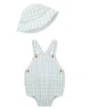 LITTLE ME BABY BOYS CHECK SUNSUIT WITH HAT