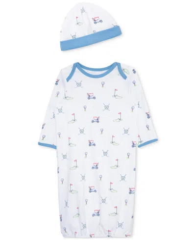 Little Me Baby Boys Cotton Golf Nightgown & Hat Set In Blue