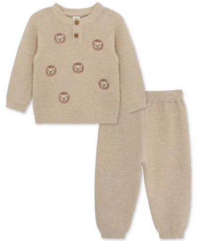 Little Me Baby Boys Cotton Lion Sweater & Pants, 2 Piece Set In Brown