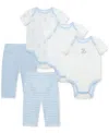 Little Me Baby Boys Cute Cotton Bodysuits & Pants, 5 Piece Set In Blue