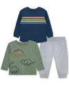 Little Me Baby Boys Dino T-shirts & Jogger Pants, 3 Piece Set In Multi