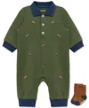 Little Me Football Romper & Socks Set In Green