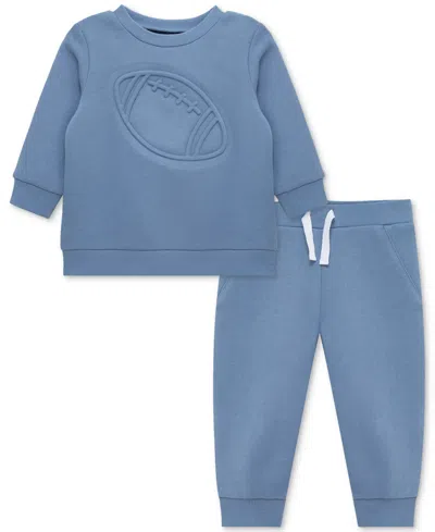 Little Me Baby Boys Football Sweatshirt & Pants, 2 Piece Set In Blue