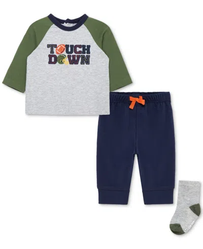 Little Me Baby Boys Football T-shirt, Jogger Pants & Socks, 3 Piece Set In Multi