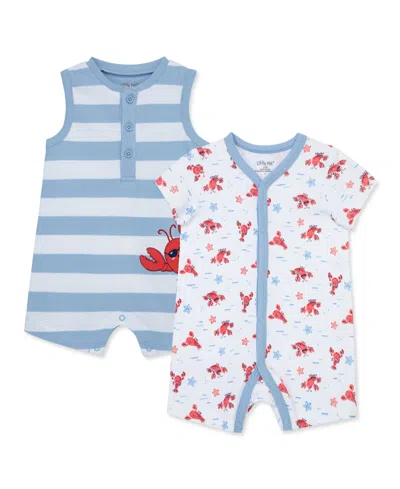 Little Me Baby Boys Lobster 2 Pack Rompers In Blue