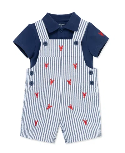 Little Me Baby Boys' Lobster Printed Shortall And Polo Shirt, 2-piece Set In Blue