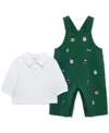 Little Me Baby Boys Merry Cotton Top & Overall, 2 Piece Set In Multi