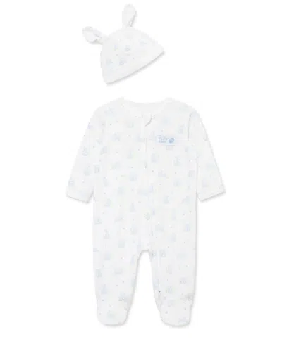 Little Me Baby Boys' My 1st Easter Bunny Printed Footie And Hat In White